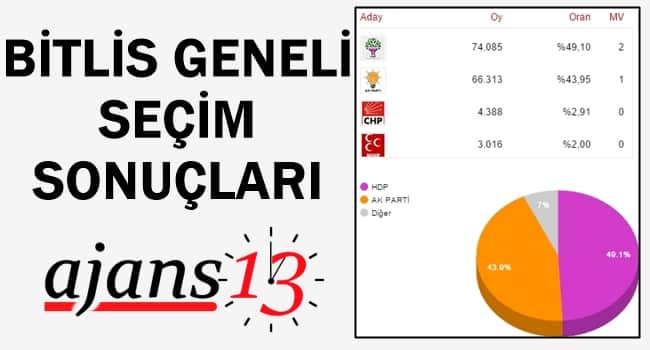 Bitlis 1 Kasım 2015 Genel Seçim Sonuçları – % 100 Sandık