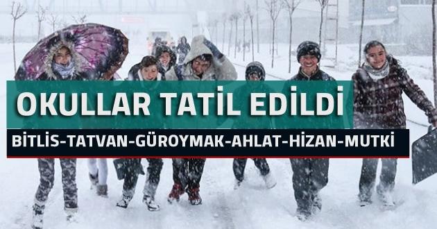 Bitlis ve ilçelerinde Okullar 1 gün daha tatil edildi