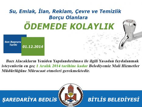 Bitlis Belediyesi’nden Borcu Olanlara Yapılandırma Çağrısı