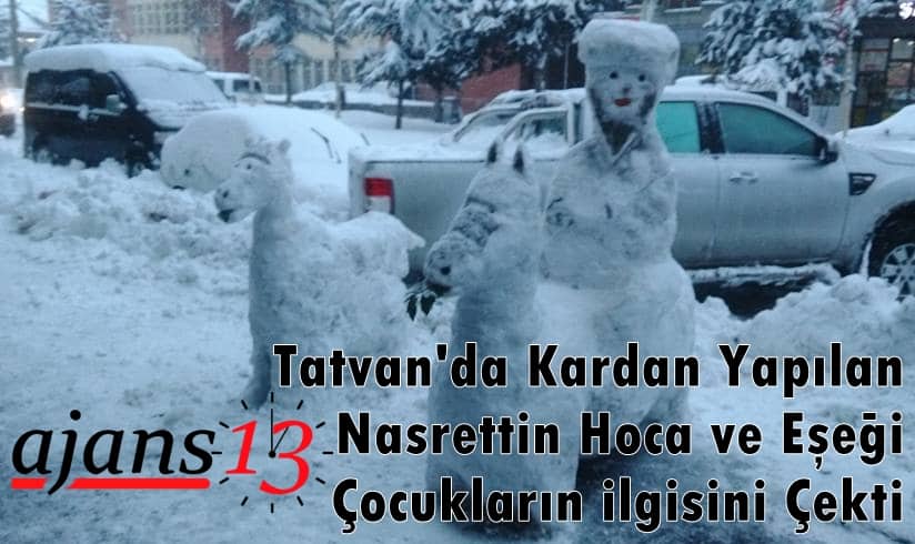 Tatvan’da kardan Nasrettin Hoca ve eşeği çocukların ilgisini çekti