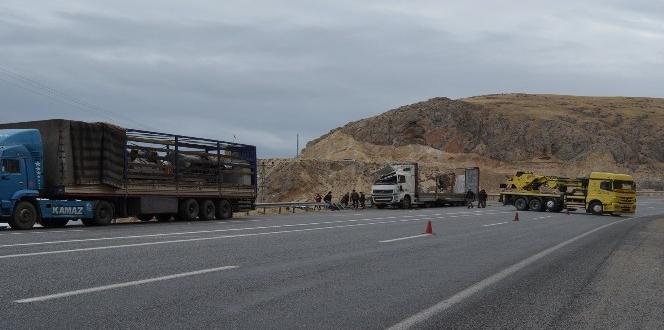 Adilcevaz’da virajı alamayan TIR devrildi; 1 yaralı